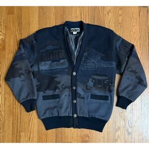 Vintage Shanghai Shumei Wool Knit Cardigan Sweater Landscape Design – Size 120‎